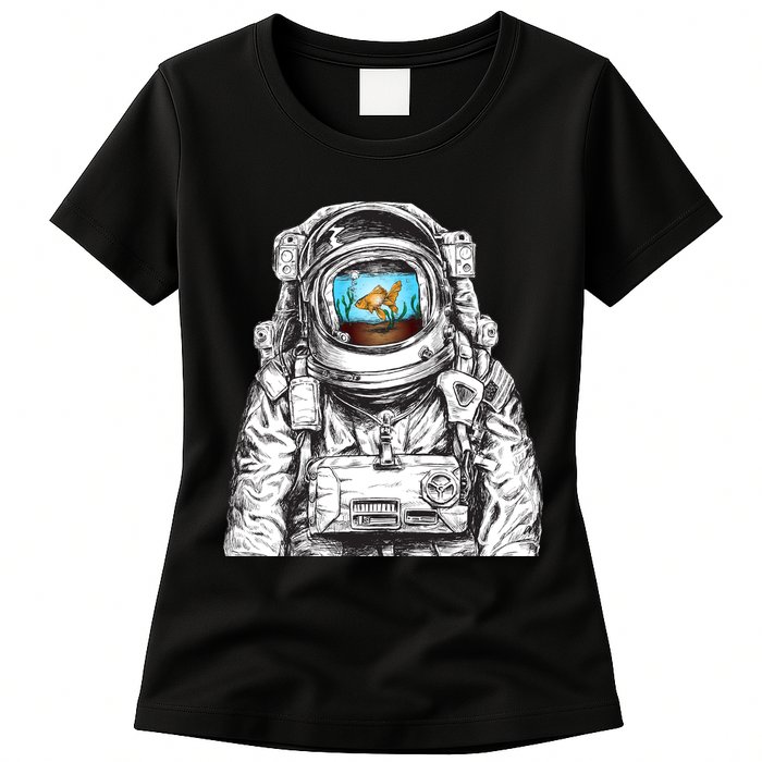 Astronaut With Goldfish Womens T-Shirt