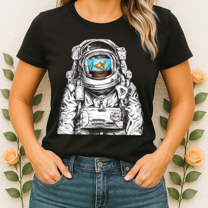Astronaut With Goldfish Womens T-Shirt