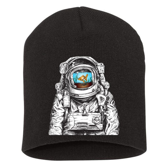 Astronaut With Goldfish Short Acrylic Beanie