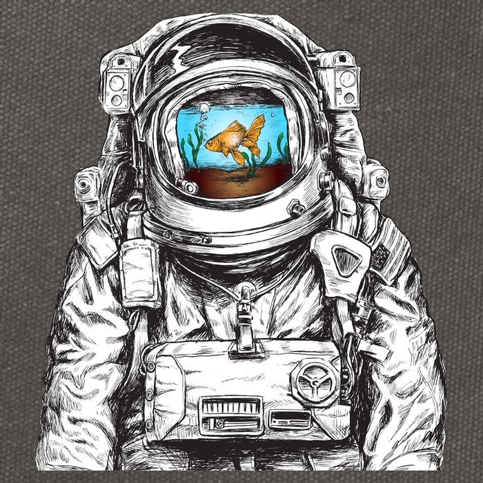 Astronaut With Goldfish Cotton Canvas Backpack