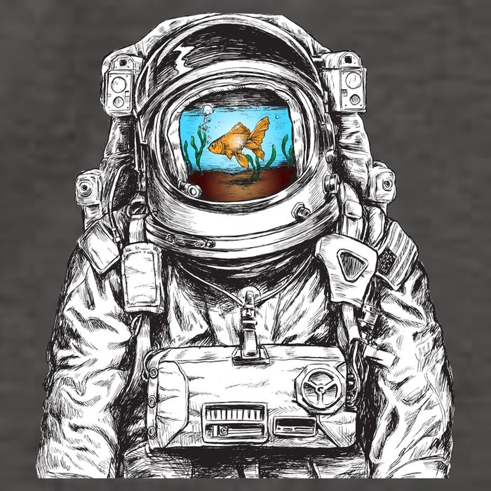 Astronaut With Goldfish Vector Backpack