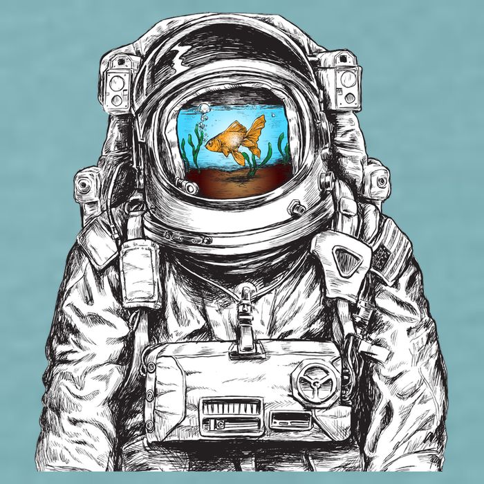 Astronaut With Goldfish Sueded Cloud Jersey T-Shirt
