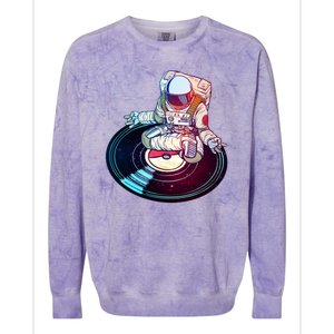 Astronaut Yoga Music Record Colorblast Crewneck Sweatshirt