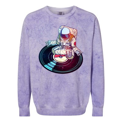 Astronaut Yoga Music Record Colorblast Crewneck Sweatshirt