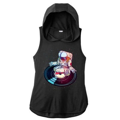 Astronaut Yoga Music Record Ladies PosiCharge Tri-Blend Wicking Draft Hoodie Tank