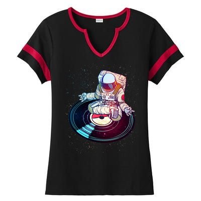 Astronaut Yoga Music Record Ladies Halftime Notch Neck Tee