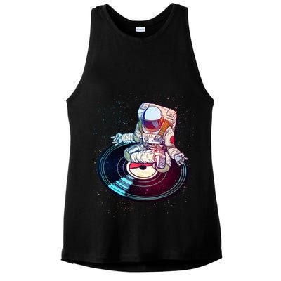 Astronaut Yoga Music Record Ladies PosiCharge Tri-Blend Wicking Tank
