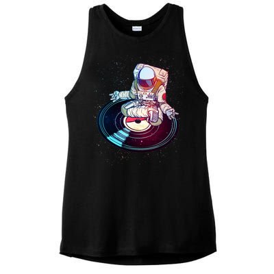 Astronaut Yoga Music Record Ladies PosiCharge Tri-Blend Wicking Tank