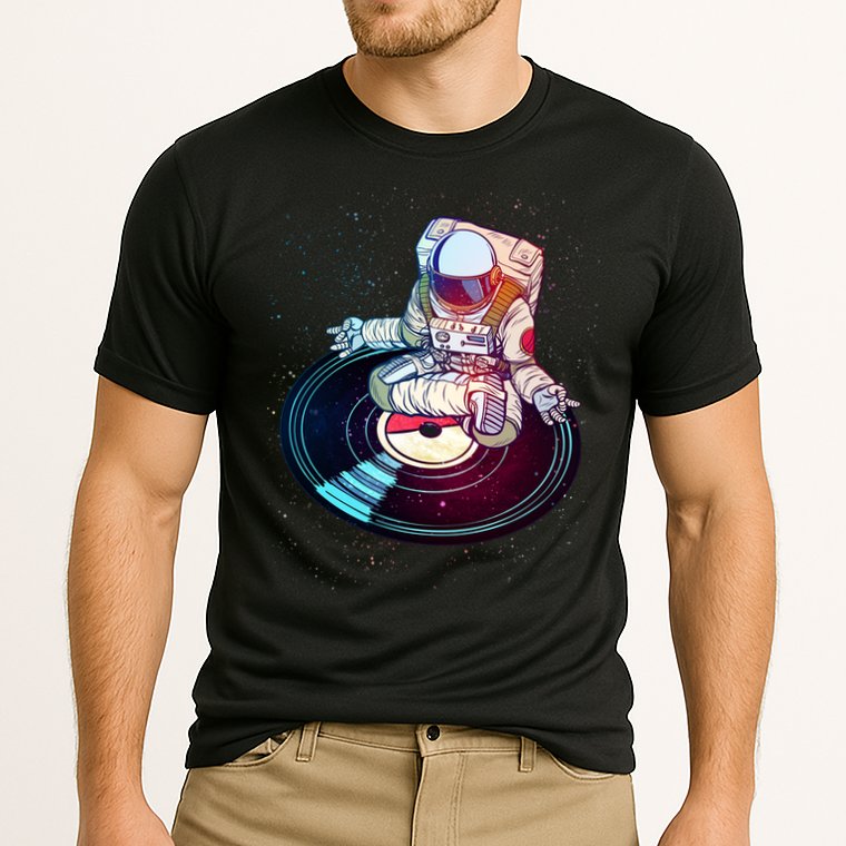 Astronaut Yoga Music Record Cooling Performance Crew T-Shirt