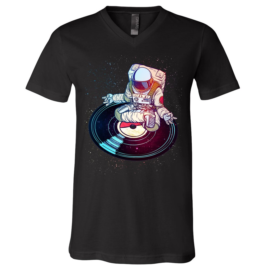 Astronaut Yoga Music Record V-Neck T-Shirt
