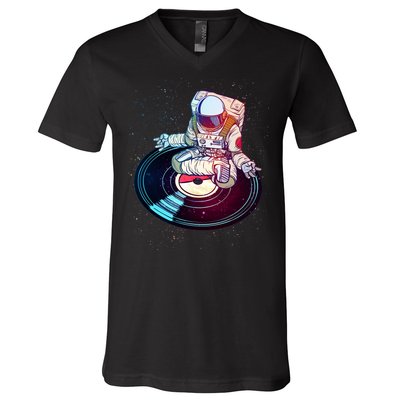 Astronaut Yoga Music Record V-Neck T-Shirt