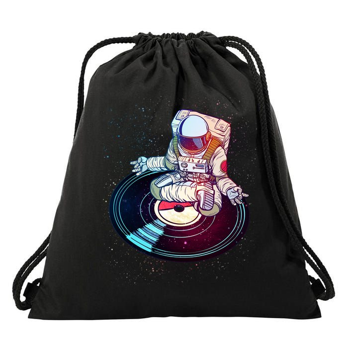 Astronaut Yoga Music Record Drawstring Bag