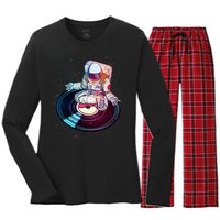 Astronaut Yoga Music Record Women's Long Sleeve Flannel Pajama Set 