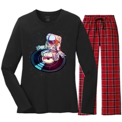 Astronaut Yoga Music Record Women's Long Sleeve Flannel Pajama Set 