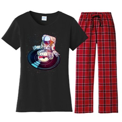 Astronaut Yoga Music Record Women's Flannel Pajama Set