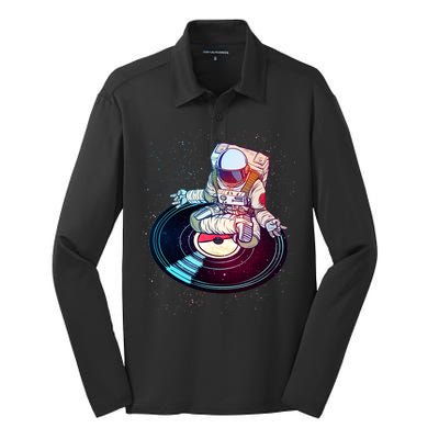 Astronaut Yoga Music Record Silk Touch Performance Long Sleeve Polo