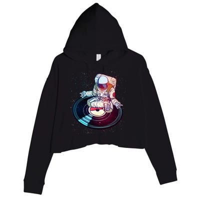 Astronaut Yoga Music Record Crop Fleece Hoodie