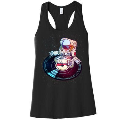 Astronaut Yoga Music Record Women's Racerback Tank