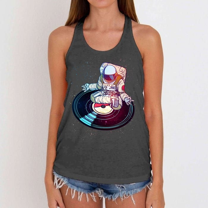 Astronaut Yoga Music Record Women's Knotted Racerback Tank