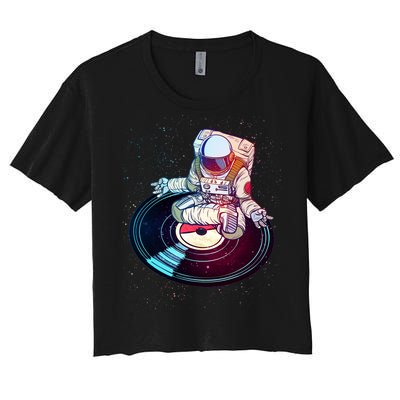 Astronaut Yoga Music Record Women's Crop Top Tee