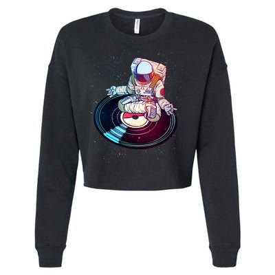 Astronaut Yoga Music Record Cropped Pullover Crew