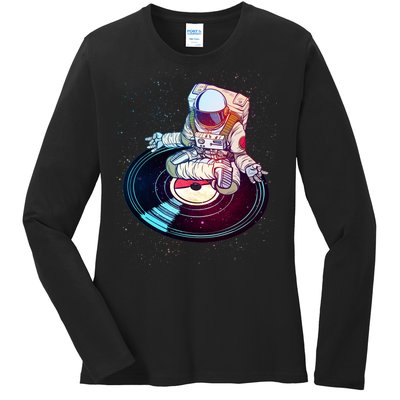 Astronaut Yoga Music Record Ladies Long Sleeve Shirt