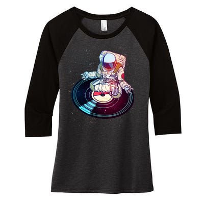 Astronaut Yoga Music Record Women's Tri-Blend 3/4-Sleeve Raglan Shirt