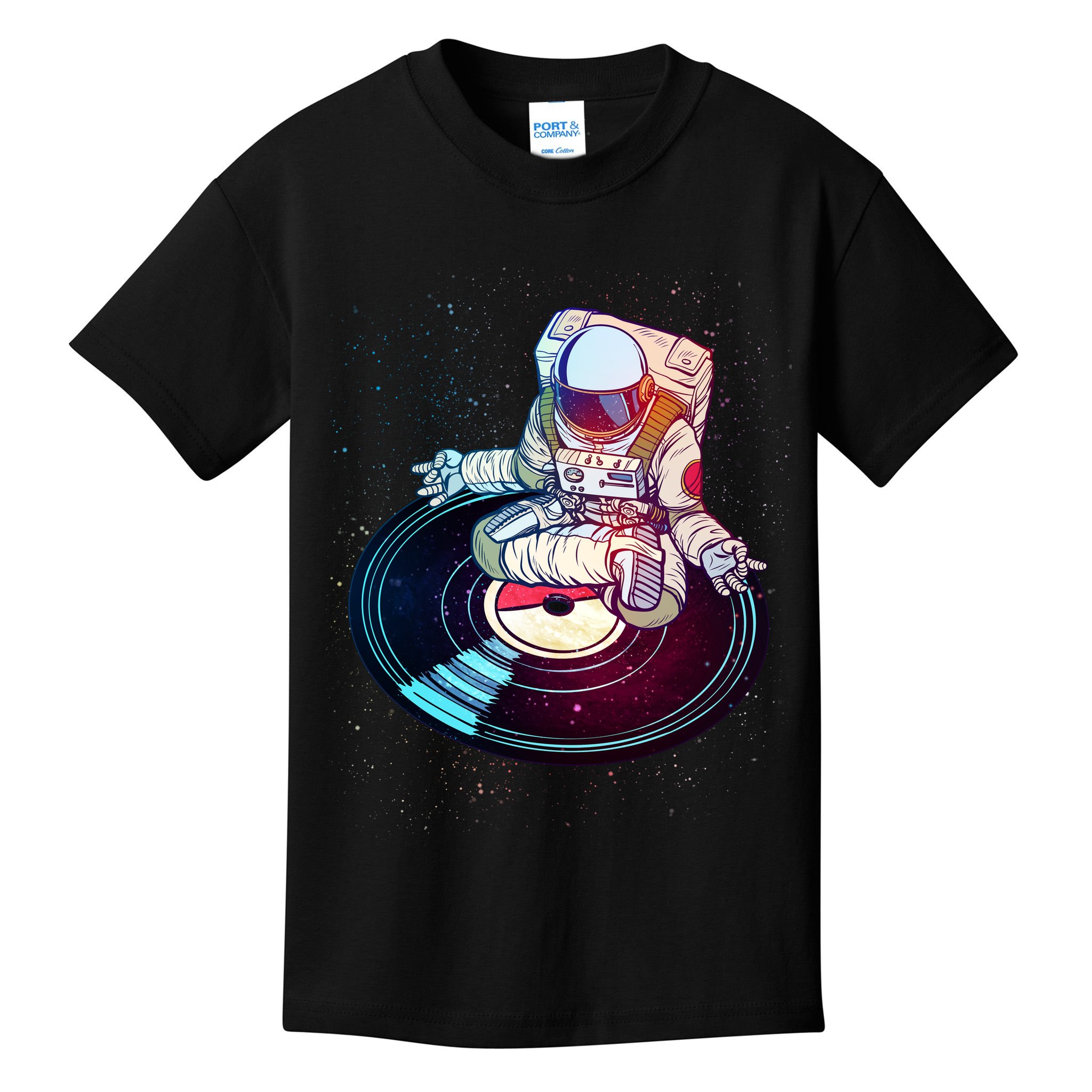 Astronaut Yoga Music Record Kids T-Shirt