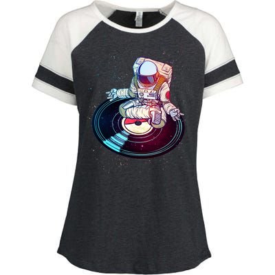 Astronaut Yoga Music Record Enza Ladies Jersey Colorblock Tee