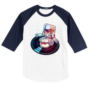 Astronaut Yoga Music Record Baseball Sleeve Shirt