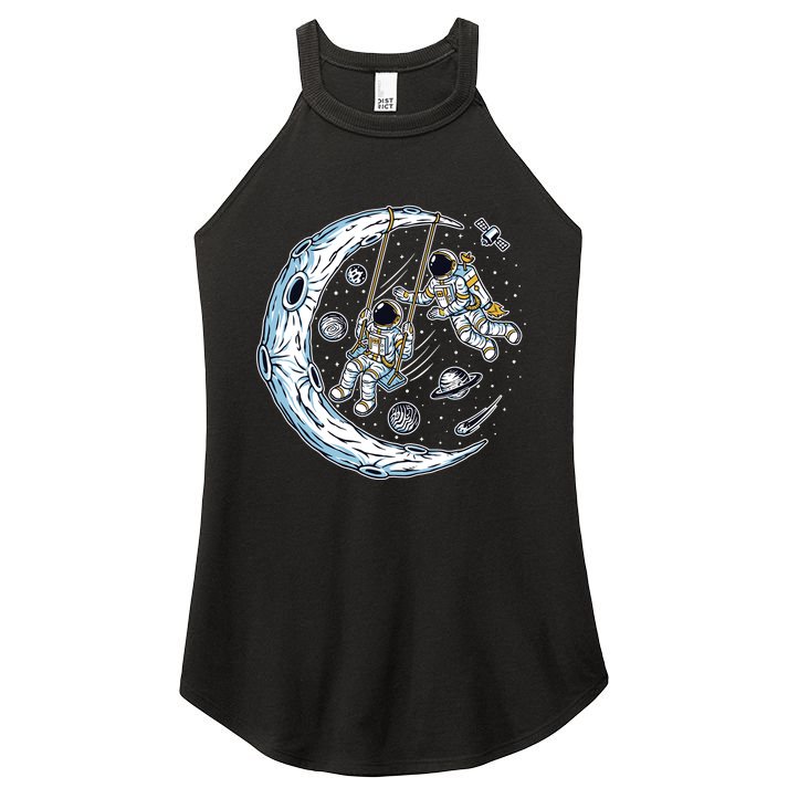 Astronauts Moon Swinging Women's Perfect Tri Rocker Tank