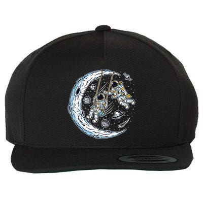 Astronauts Moon Swinging Wool Snapback Cap