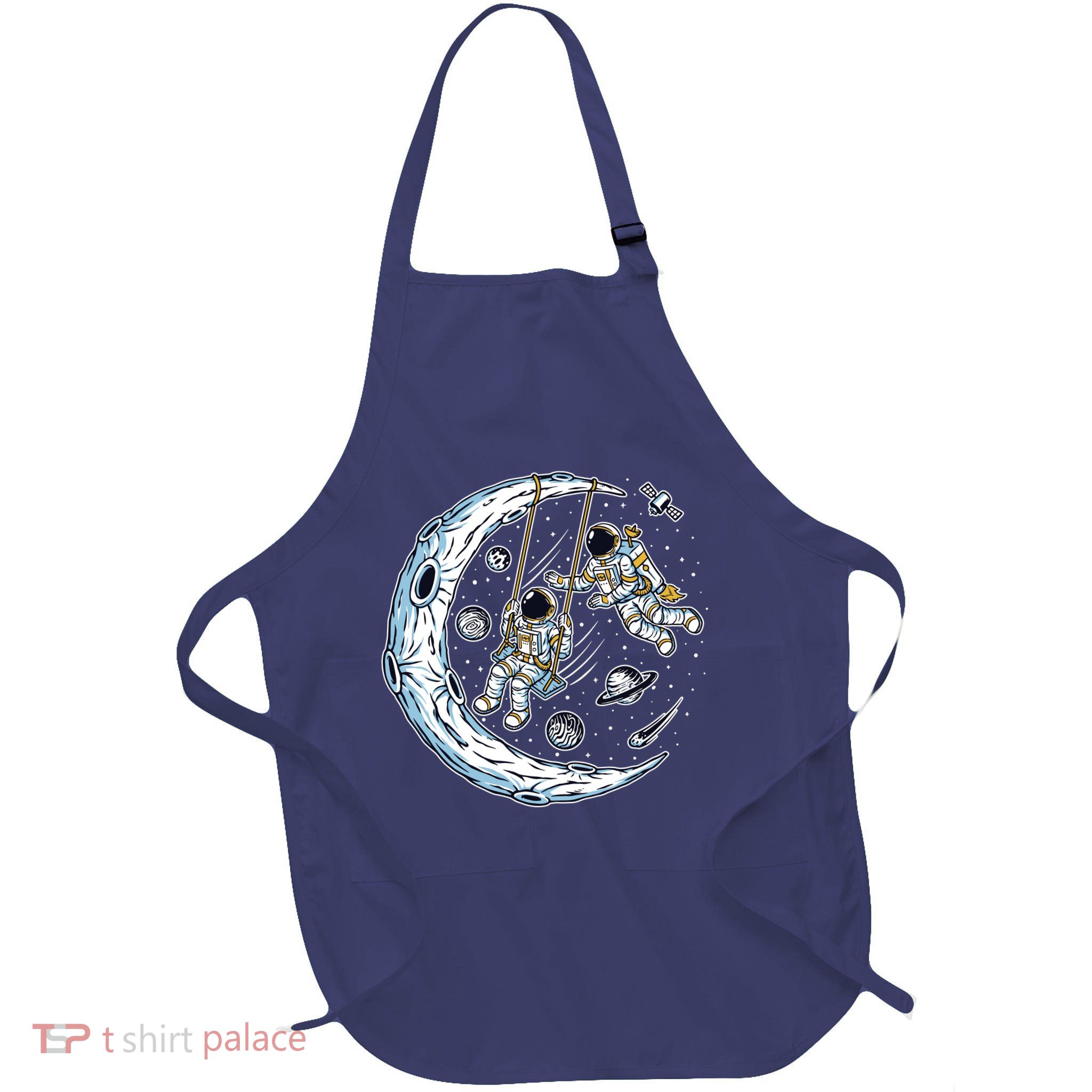 Astronauts Moon Swinging Full-Length Apron With Pockets