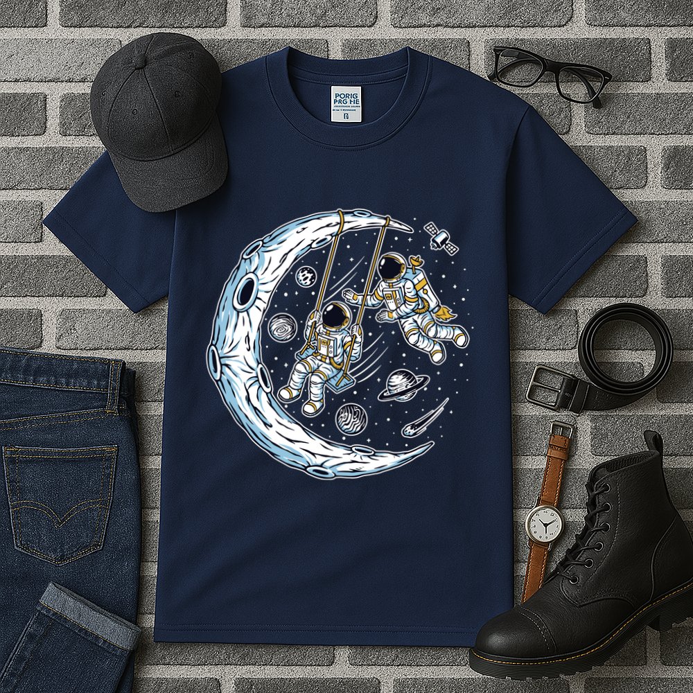 Astronauts Moon Swinging Tall T-Shirt