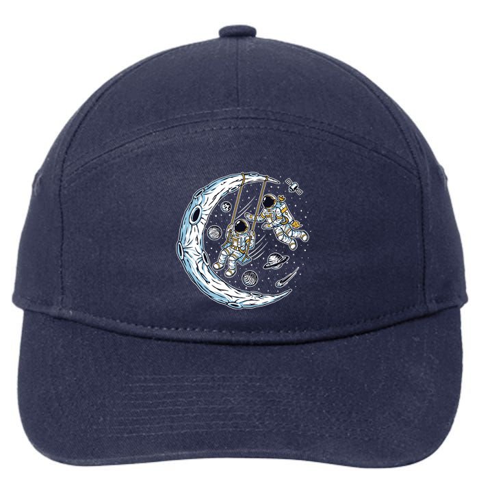 Astronauts Moon Swinging 7-Panel Snapback Hat