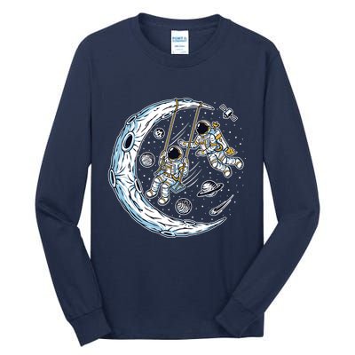 Astronauts Moon Swinging Tall Long Sleeve T-Shirt