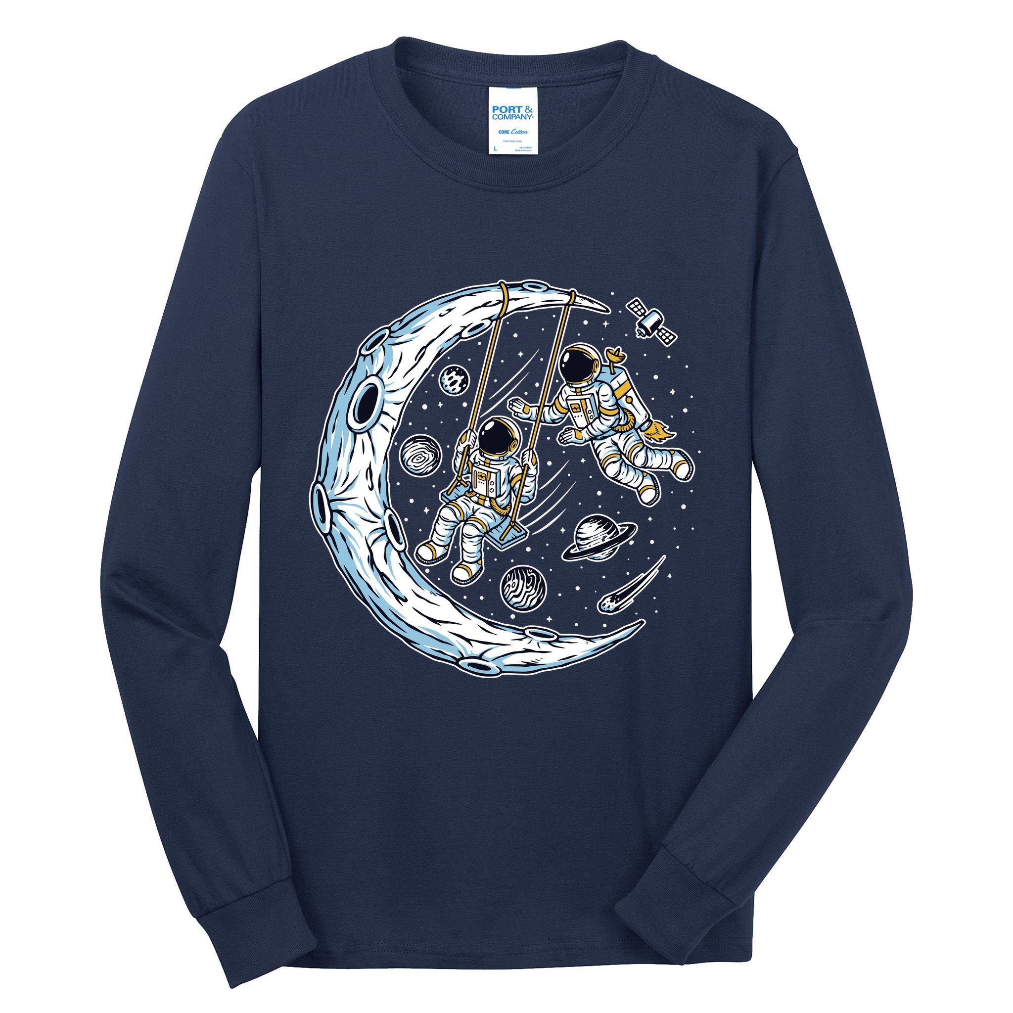 Astronauts Moon Swinging Tall Long Sleeve T-Shirt
