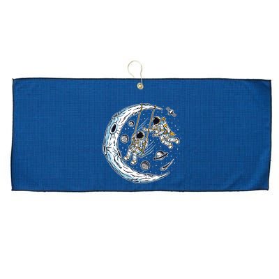 Astronauts Moon Swinging Large Microfiber Waffle Golf Towel