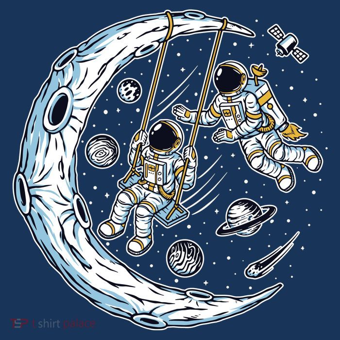 Astronauts Moon Swinging Youth Performance Sprint T-Shirt