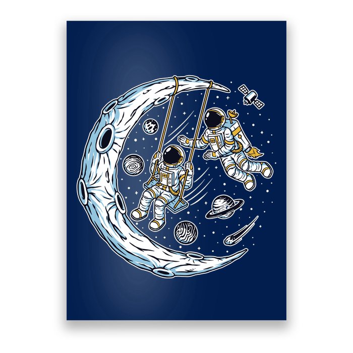 Astronauts Moon Swinging Poster