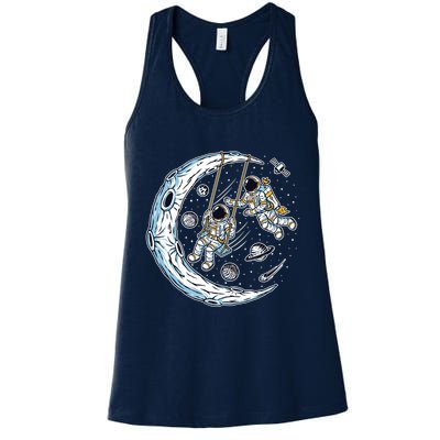Astronauts Moon Swinging Womens Tank Top