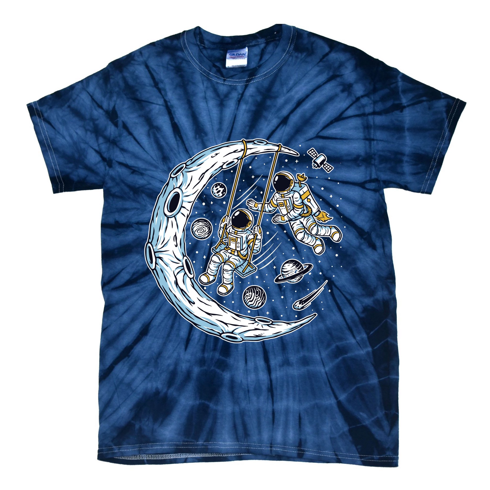 Astronauts Moon Swinging Tie-Dye T-Shirt