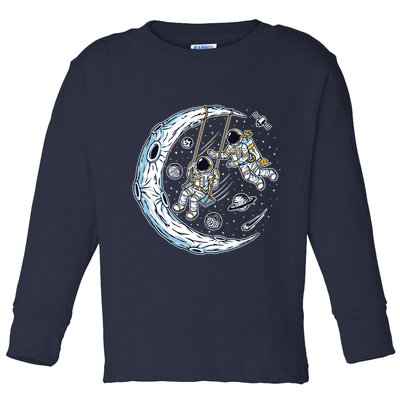 Astronauts Moon Swinging Toddler Long Sleeve Shirt