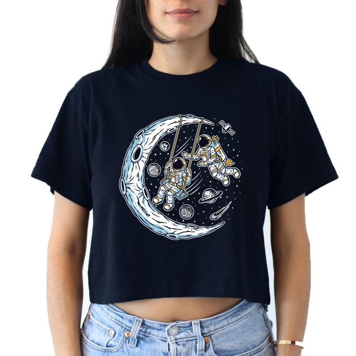 Astronauts Moon Swinging Crop Top