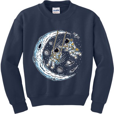 Astronauts Moon Swinging Kids Sweatshirt