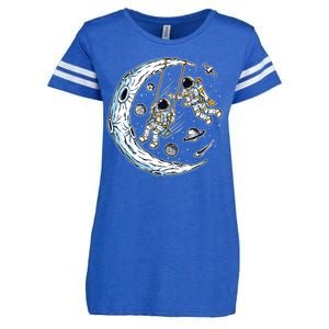 Astronauts Moon Swinging Enza Ladies Jersey Football T-Shirt