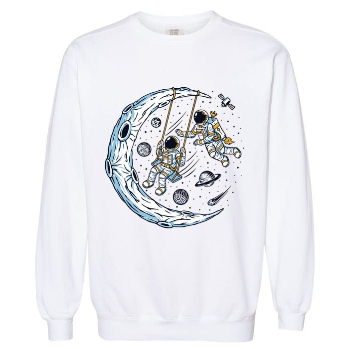 Astronauts Moon Swinging Garment-Dyed Sweatshirt