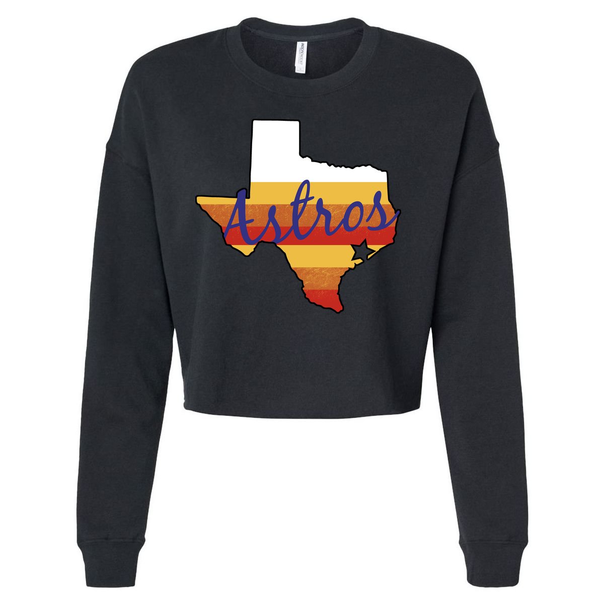 Astros Baseball Vintage Cropped Pullover Crew
