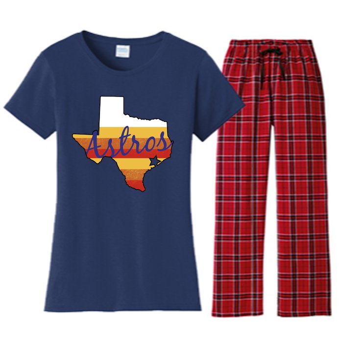 Astros Baseball Vintage Women's Flannel Pajama Set