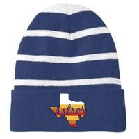 Astros Baseball Vintage Striped Beanie with Solid Band